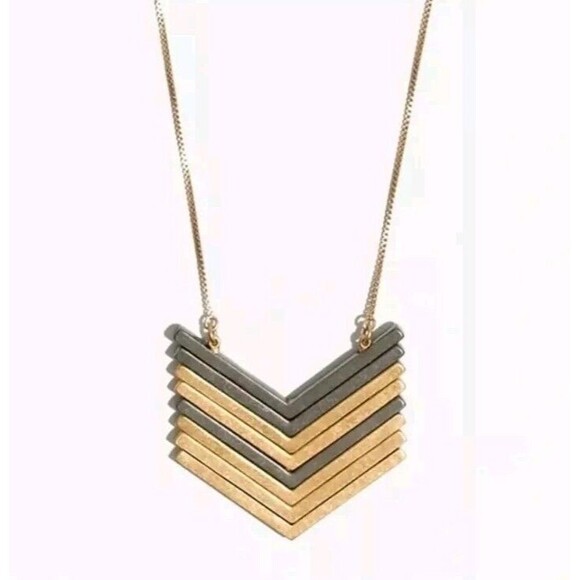 Madewell Arrowstack Adjustable Two Tone Necklace, Chevron Boho Western - Picture 1 of 2